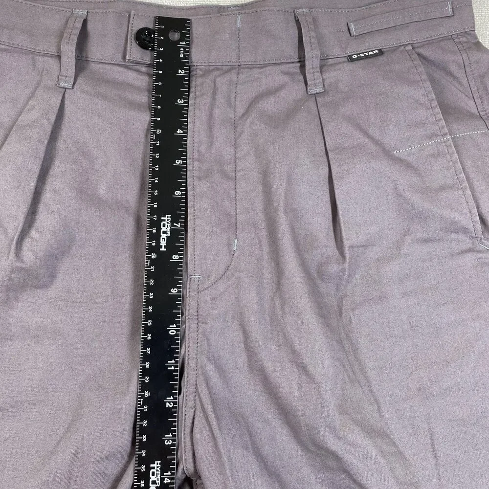 G-Star RAW Pants Mens 34x26 (Tag 34x30) Gray Pleated Work Chino Relaxed Tapered